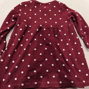 Maroon polka dot long sleeve dress